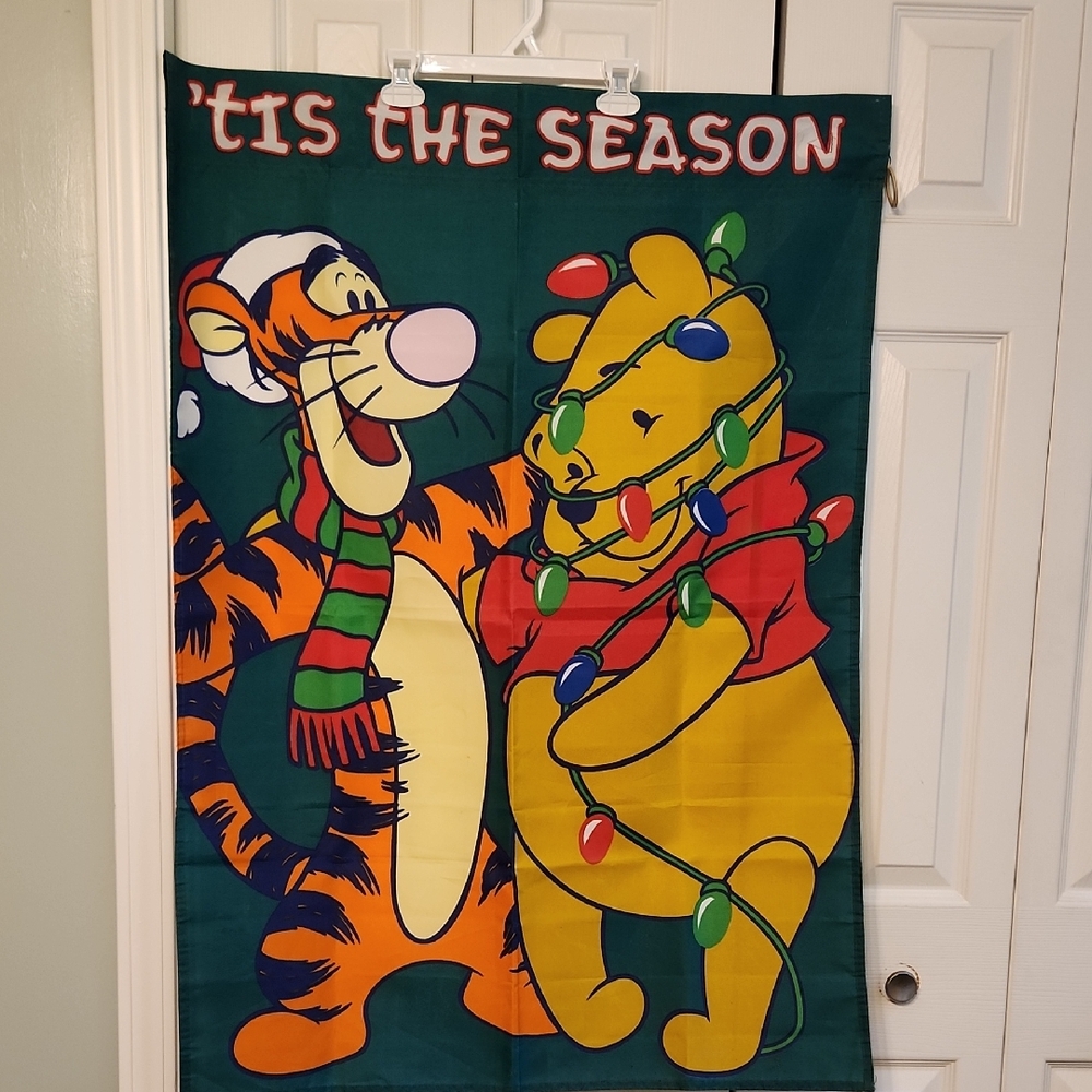 Winnie the Pooh and Tigger Holiday Christmas Lights Flag Tis The Season